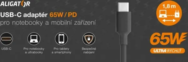 Aligator Power Delivery 65W USB-C adaptér