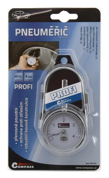 COMPASS Profesionálny merač tlaku v pneumatikách, 4 kg/cm2