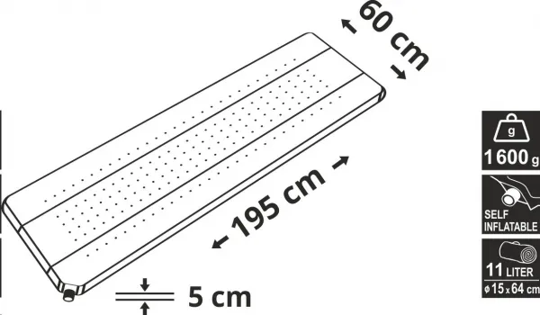 Karimatka Cattara samonafukovací 195 x 60 x 5 cm samonafukovacia