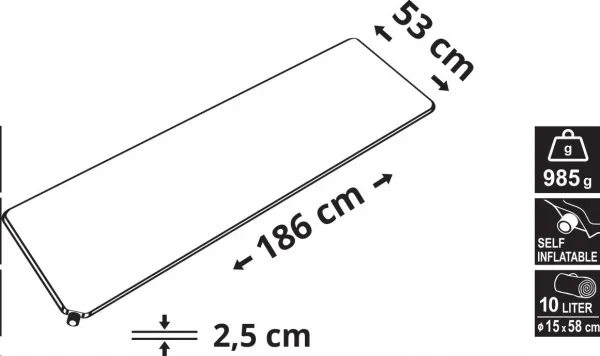 Karimatka Cattara samonafukovací 186 x 53 x 2,5 cm samonafukovacia
