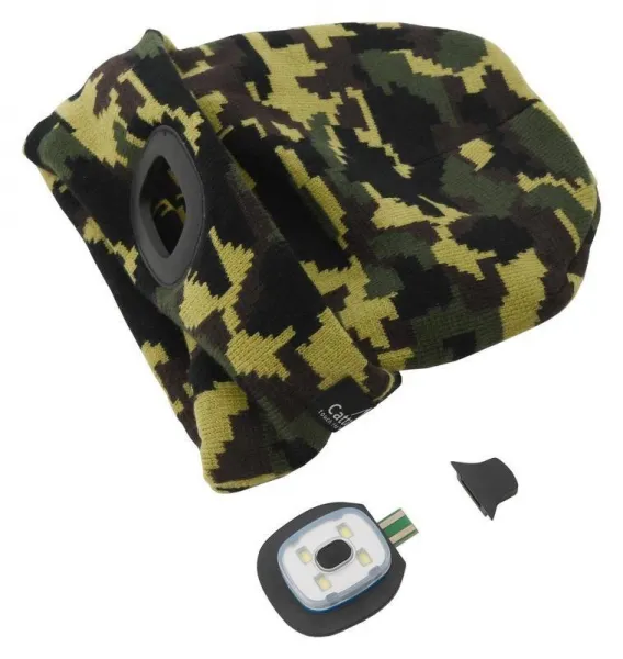 LED čelovka Cattara čiapka ARMY s LED svietidlom USB nabíjanie