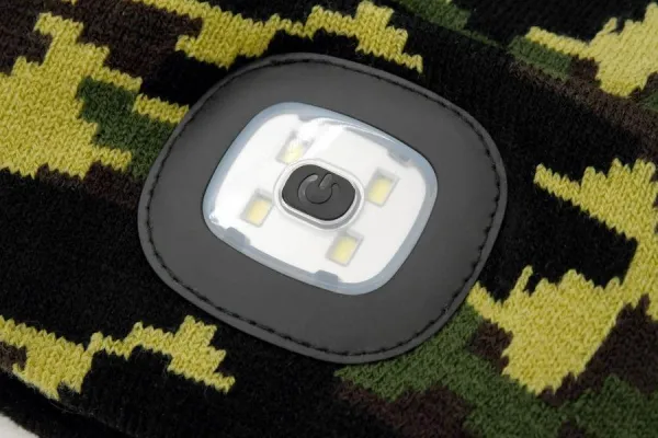 LED čelovka Cattara čiapka ARMY s LED svietidlom USB nabíjanie