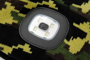 LED čelovka Cattara čiapka ARMY s LED svietidlom USB nabíjanie