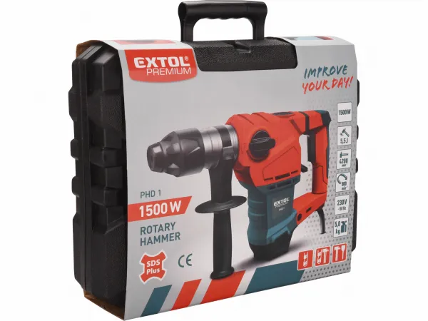 EXTOL PREMIUM 8890207 Kladivo vŕtacie a sekacie, SDS-plus, príkon 1500W, 5,5 J, kufor