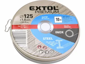 EXTOL PREMIUM 8808103 Kotúč rezný na oceľ a antikoro 10ks, 125x1,0mm