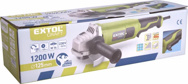 EXTOL CRAFT 403127 Brúska uhlová, príkon 1200W, priemer 125mm, predĺžená rukoväť, bezpečnostný spínač