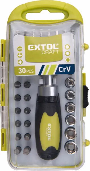 EXTOL CRAFT 53091 Skrutkovač na bity račňový, magnetický, 30-dielna sada