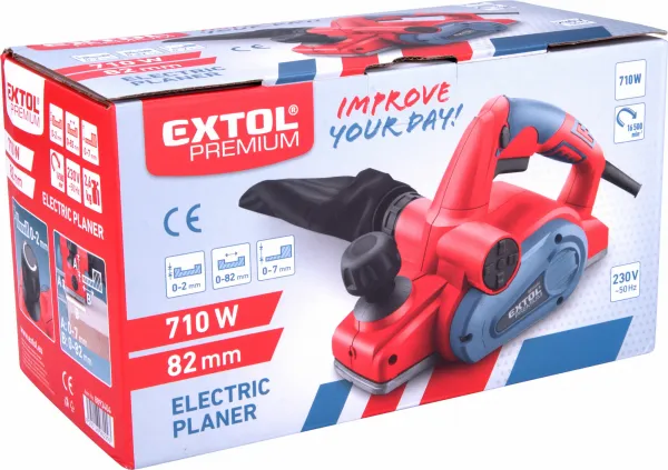 EXTOL PREMIUM 8893404 Hoblík falcovací, 710W, nôž 82x3mm, 17000 ot/min