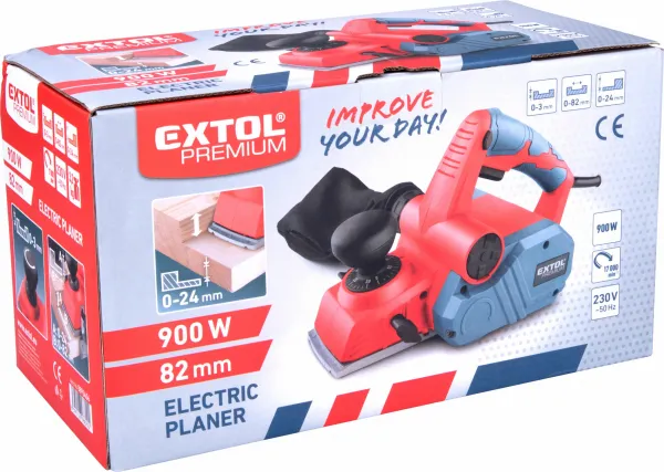 EXTOL PREMIUM 8893406 Hoblík falcovací, 900W, nôž 82x3mm, 14500 ot/min