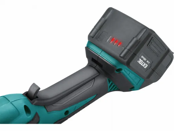 EXTOL INDUSTRIAL 8791842 Brúska uhlová akumulátorová Share20V, 125mm, bezuhlíkový motor, 1x 4Ah Li-ion, 2,4A nabíjačka, M14