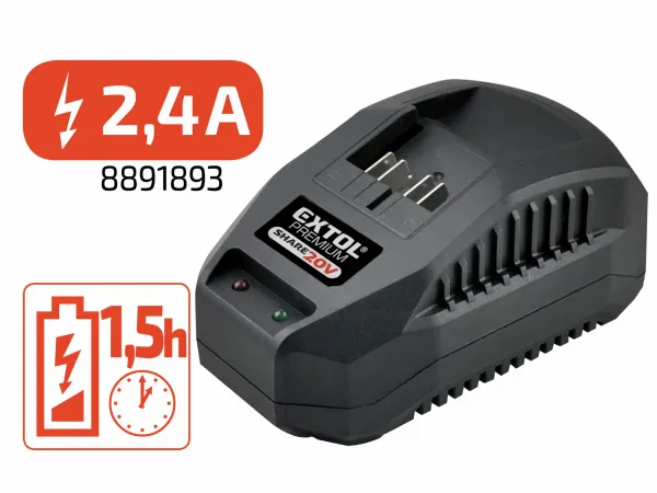 EXTOL INDUSTRIAL 8791842 Brúska uhlová akumulátorová Share20V, 125mm, bezuhlíkový motor, 1x 4Ah Li-ion, 2,4A nabíjačka, M14