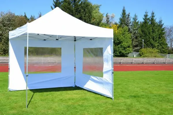 Garthen 2485 Záhradný párty stan nožnicový 3x3 m, biely + 4 bočné steny