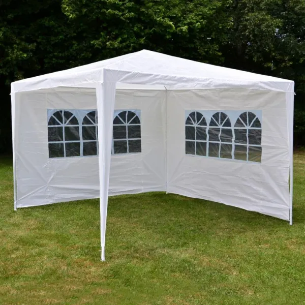 Garthen 590 Záhradný párty stan - biely 3 x 3 m + 2 bočné steny