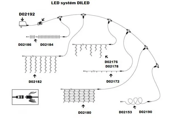 Nexos 2180 diLED svetelná sieť - 100 LED teplá biela
