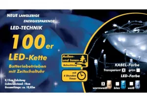 Nexos 2140 Vianočné LED osvetlenie - 10 m, 100 LED, teple biele, s časovým spínačom