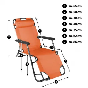Garthen 29464 Skladacie záhradné lehátko - oranžová