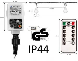 VOLTRONIC Párty osvetlenie 5 m, 50 LED, teplá biela, ovládač