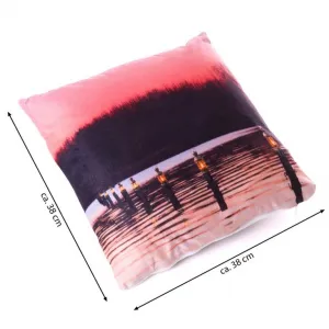 Nexos 68496 Dekoračný vankúš s LED osvetlením Súmrak - 38 x 38 cm