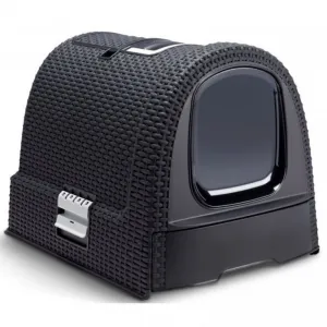 Curver WC kočka kryté domek Rattan 39x39x51cm antracit