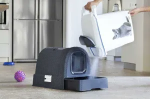 Curver WC kočka kryté domek Rattan 39x39x51cm antracit