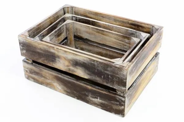 Divero VINTAGE 51361 Drevená debnička hnedá - 51 x 36 x 23 cm