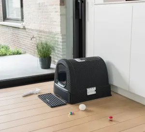 Curver WC kočka kryté domek Rattan 39x39x51cm antracit