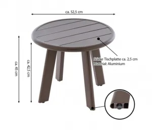 Garthen 70690 Okrúhly hliníkový stolík, tmavohnedý