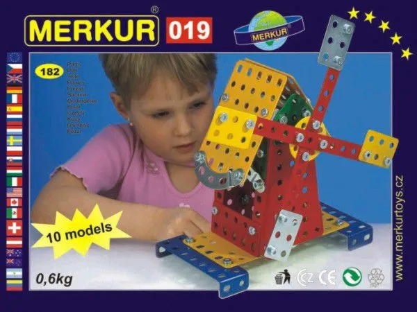 MERKUR Mlyn 019 Stavebnica 10 modelov 182ks v krabici 26x18x5cm