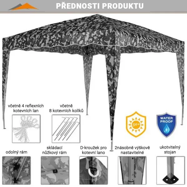 INSTENT BASIC záhradný párty stan - 3 x 3 m, maskáčový