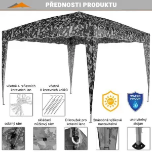 INSTENT BASIC záhradný párty stan - 3 x 3 m, maskáčový
