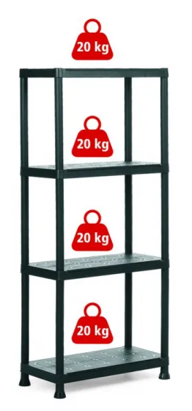 Plastový otvorený regál PLUS 60/4 - 135 x 60 x 30 cm