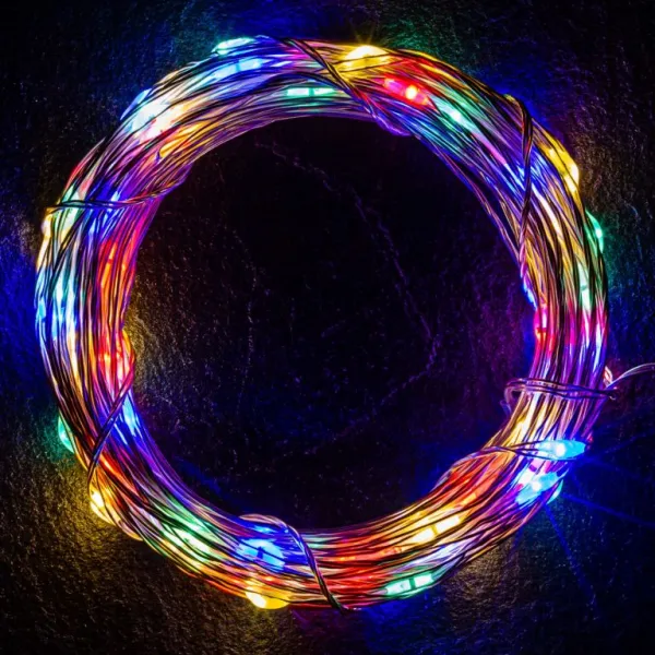 VOLTRONIC Sada 2 kusov svetelných drôtov, 50 LED, farebná