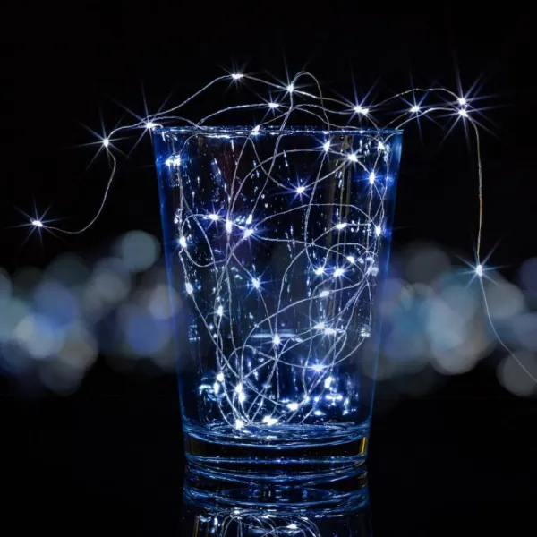 VOLTRONIC 2x svetelný drôt 200 LED, studeno biela