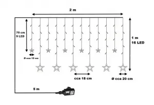 VOLTRONIC záves 12 hviezdičiek 150 LED, teplá/studená biela