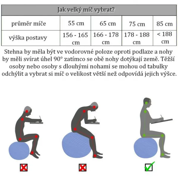 MOVIT Gymnastická lopta s nožnou pumpou, 75 cm, modrá