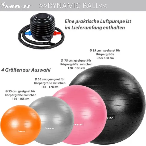 MOVIT Gymnastická lopta s nožnou pumpou, 75 cm, modrá
