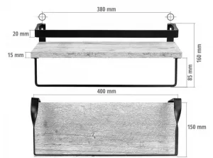 STILISTA Set 2 ks nástenných políc Volato Duo, 40 cm, hnedé