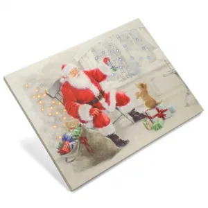 Garthen 74515 Nástenná maľba Santa Claus so psíkom, 40 LED, 30 x 40 cm