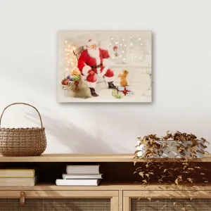 Garthen 74515 Nástenná maľba Santa Claus so psíkom, 40 LED, 30 x 40 cm