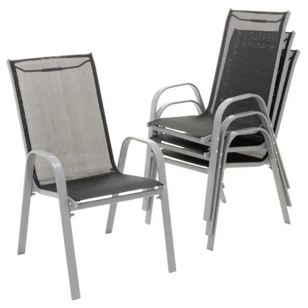 Garthen 40751 Záhradný skladací set stôl + 4 stohovateľné stoličky - čierna