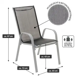Garthen 40751 Záhradný skladací set stôl + 4 stohovateľné stoličky - čierna