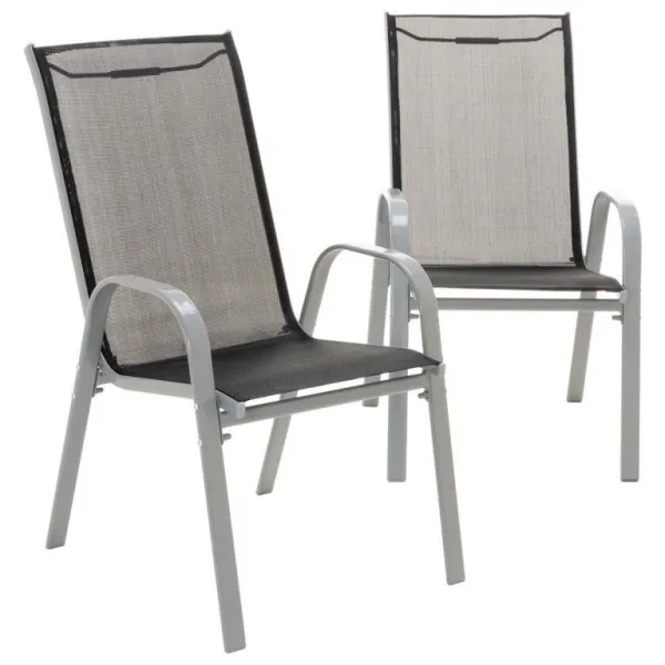 Garthen 40751 Záhradný skladací set stôl + 4 stohovateľné stoličky - čierna