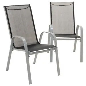Garthen 40751 Záhradný skladací set stôl + 4 stohovateľné stoličky - čierna