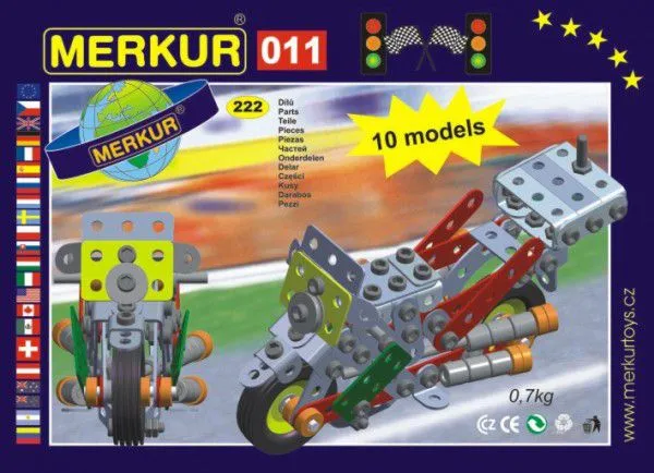 MERKUR Motocykel 011 Stavebnica 10 modelov 230ks v krabici 26x18x5cm