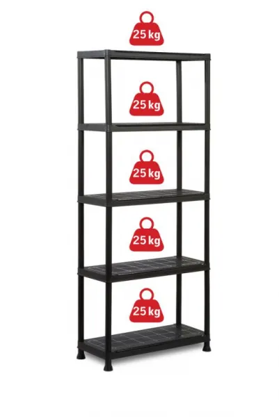 Plastový otvorený regál PLUS 75/5 - 176 x 75 x 32 cm