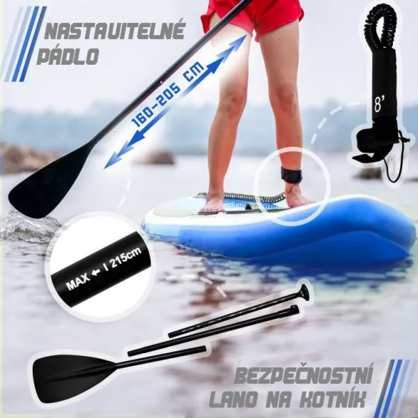Nafukovací paddleboard 305 cm modrý + příslušenstvo