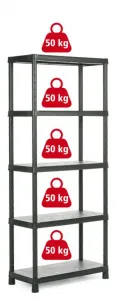 Plastový otvorený regál PLUS 80/5 - 187 x 80 x 40 cm