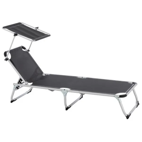 Divero 75903 Lehátko so sklopnou strieškou, antracit, 187x57x30 cm