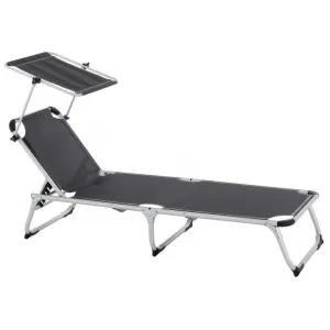Divero 75903 Lehátko so sklopnou strieškou, antracit, 187x57x30 cm