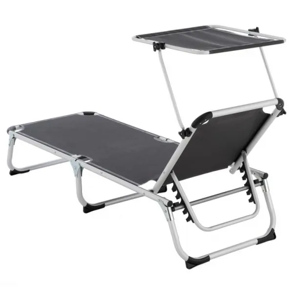 Divero 75903 Lehátko so sklopnou strieškou, antracit, 187x57x30 cm